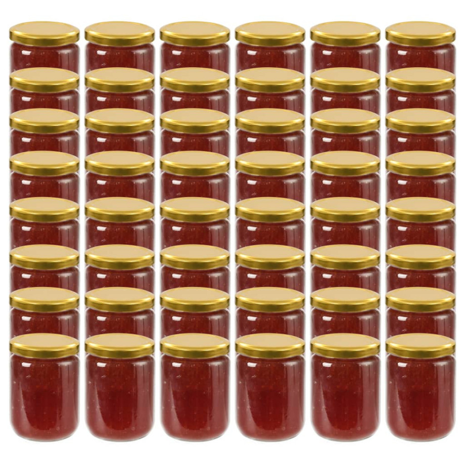 vidaXL Jampotten met goudkleurige deksels 48 st 230 ml glas afbeelding 1