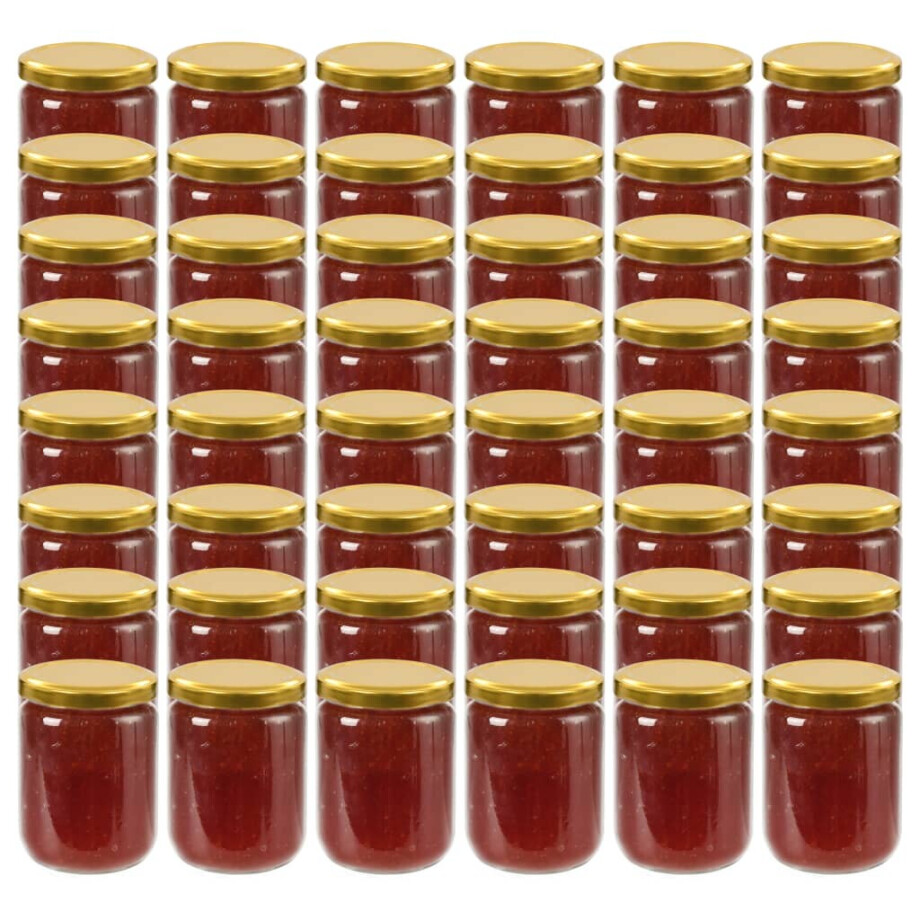 vidaXL Jampotten met goudkleurige deksels 48 st 230 ml glas vidaXL Jampotten met goudkleurige deksels 48 st 230 ml glas afbeelding 1