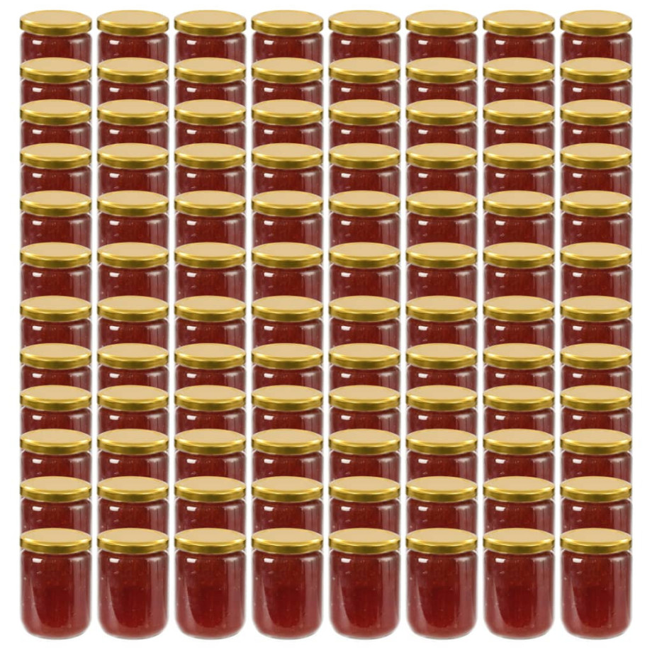 vidaXL Jampotten met goudkleurige deksels 96 st 230 ml glas afbeelding 1