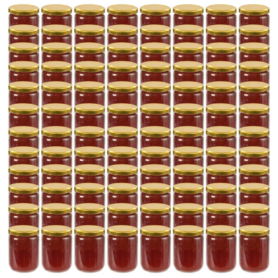 vidaXL Jampotten met goudkleurige deksels 96 st 230 ml glas afbeelding 1