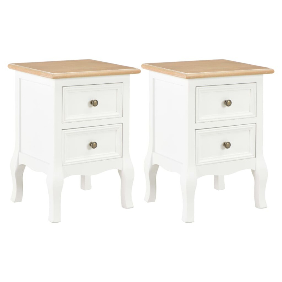 vidaXL Nachtkastje 2 st 35x30x49 cm MDF wit afbeelding 1