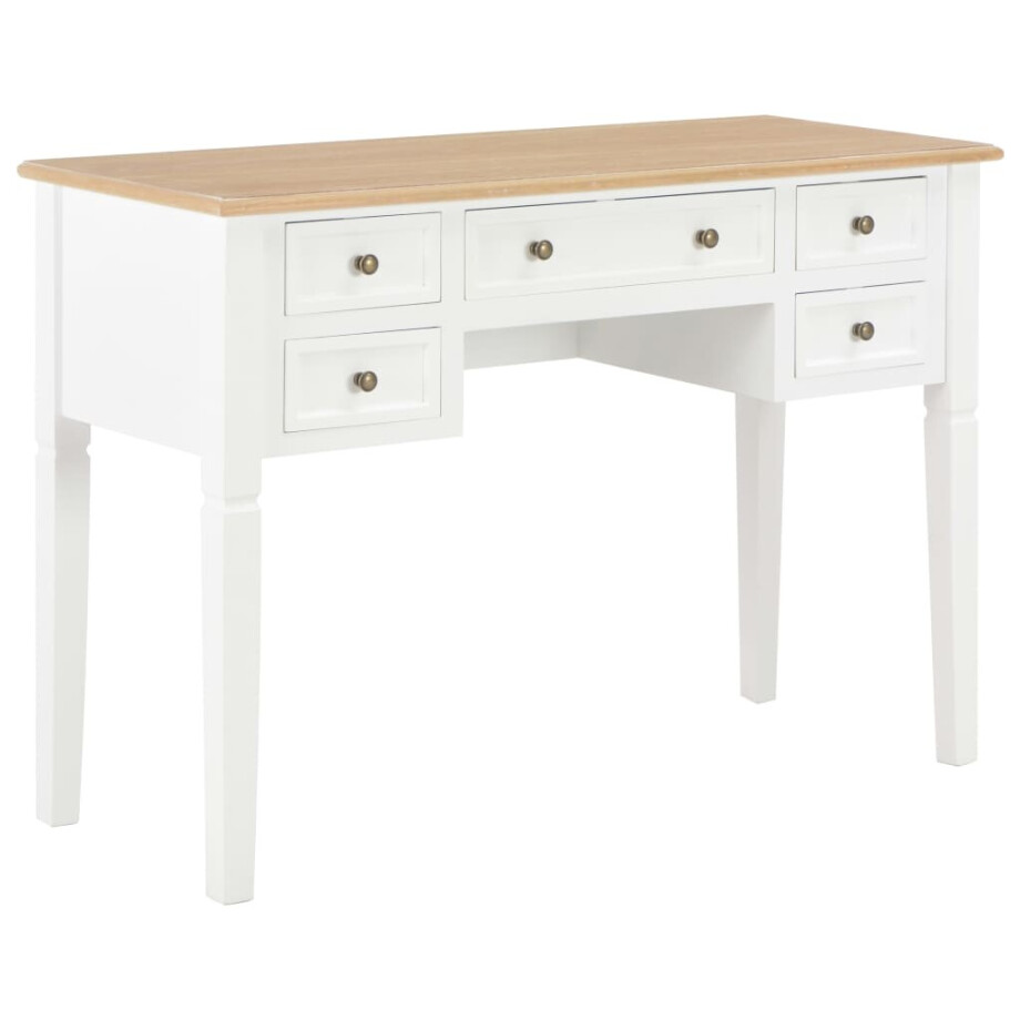 vidaXL Schrijftafel 109,5x45x77,5 cm hout wit afbeelding 1