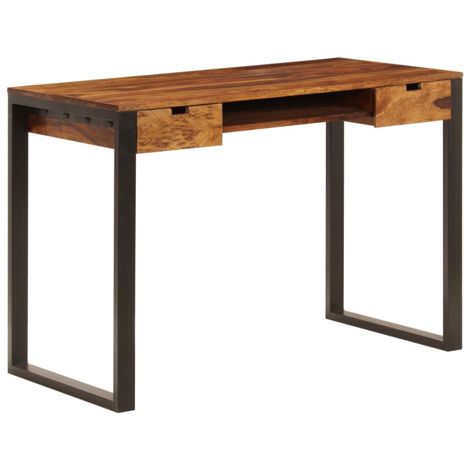 vidaXL Bureau 110x55x78 cm massief acaciahout en staal afbeelding 1
