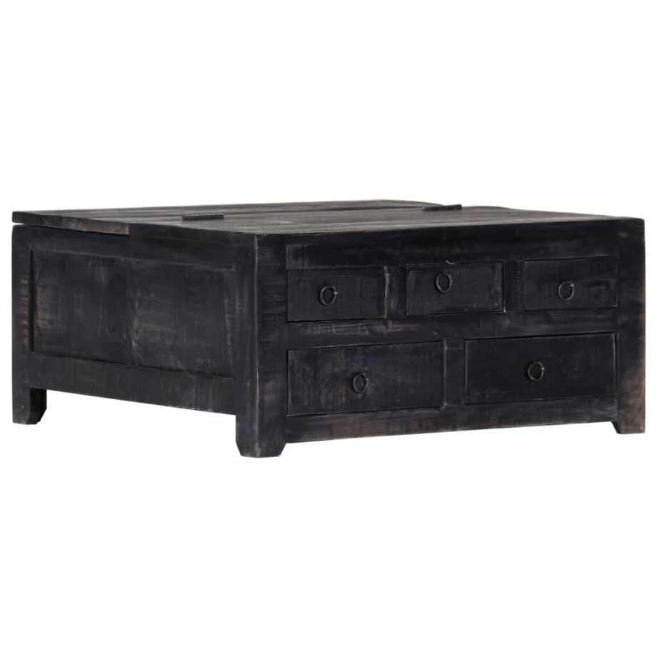 vidaXL Salontafel 65x65x30 cm massief mangohout zwart vidaXL Salontafel 65x65x30 cm massief mangohout zwart afbeelding 1
