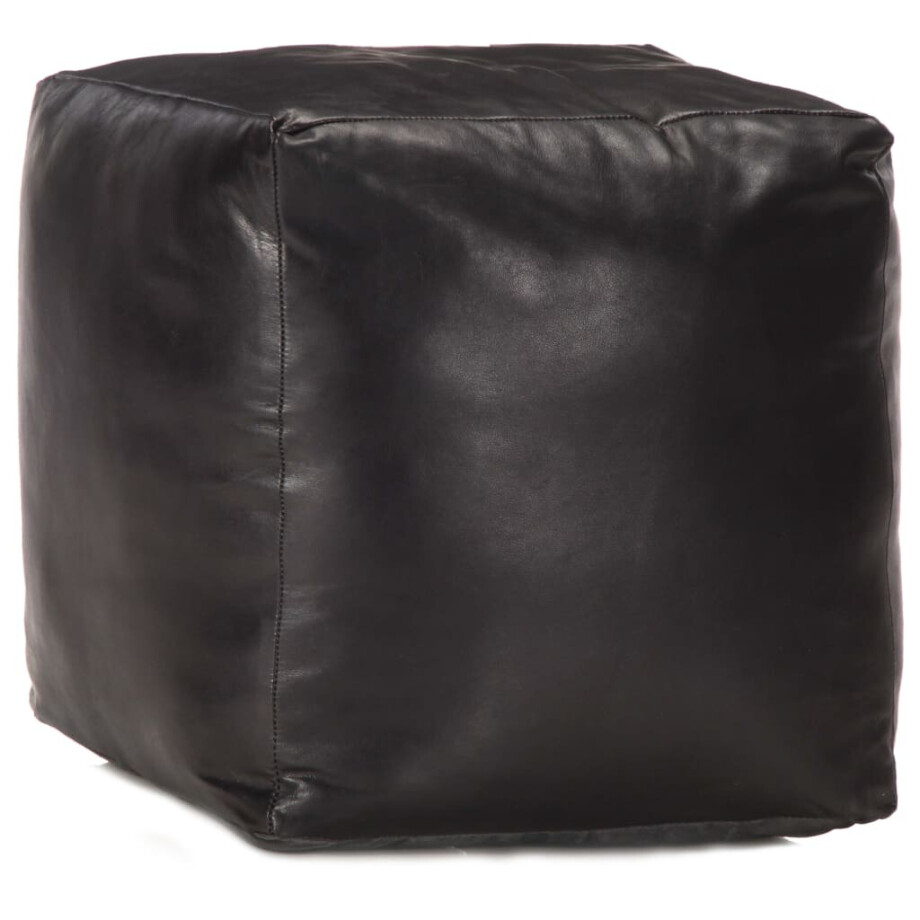 vidaXL Poef 40x40x40 cm echt geitenleer zwart vidaXL Poef 40x40x40 cm echt geitenleer zwart afbeelding 1