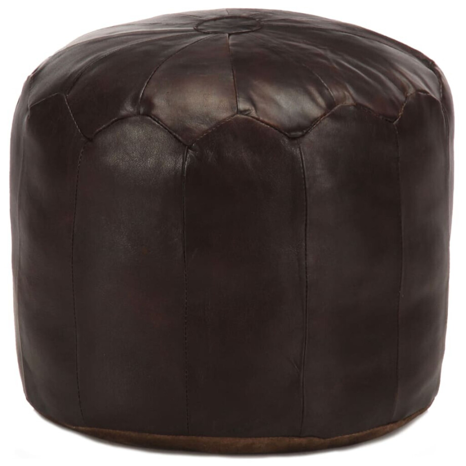 vidaXL Poef 40x35 cm echt geitenleer donkerbruin vidaXL Poef 40x35 cm echt geitenleer donkerbruin afbeelding 1