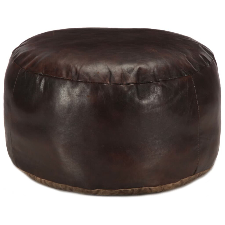 vidaXL Poef 60x30 cm echt geitenleer donkerbruin afbeelding 1