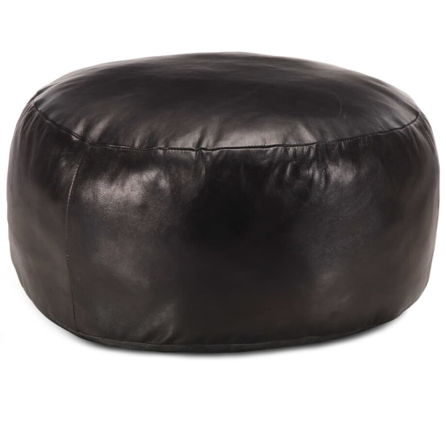 vidaXL Poef 60x30 cm echt geitenleer zwart afbeelding 1