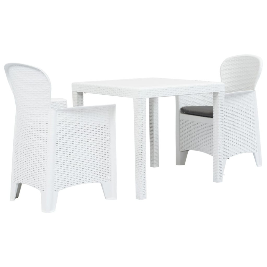 vidaXL 3-delige Bistroset rattan-look kunststof wit afbeelding 1