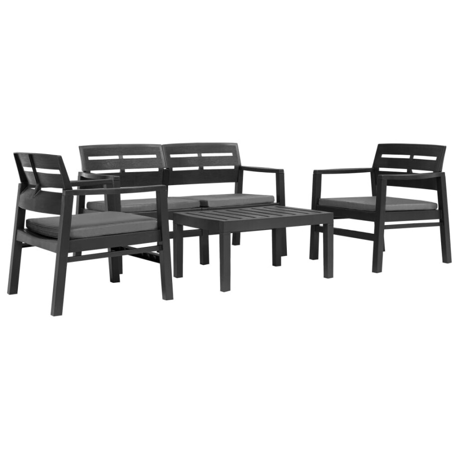 vidaXL 4-delige Loungeset kunststof antraciet vidaXL 4-delige Loungeset kunststof antraciet afbeelding 1