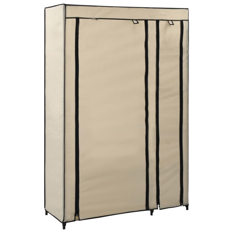 vidaXL Kledingkast opvouwbaar 110x45x175 cm stof crème vidaXL Kledingkast opvouwbaar 110x45x175 cm stof crème afbeelding 1