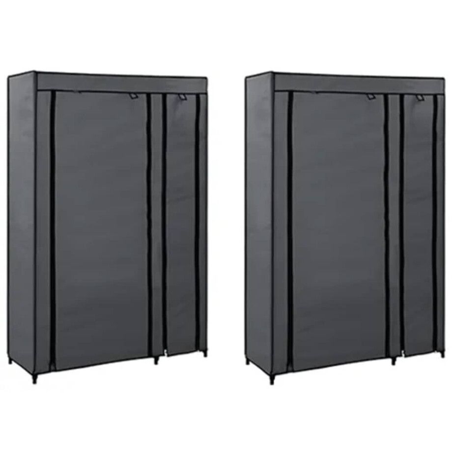 vidaXL Kledingkasten opvouwbaar 2 st 110x45x175 cm stof grijs vidaXL Kledingkasten opvouwbaar 2 st 110x45x175 cm stof grijs afbeelding 1