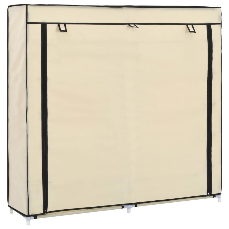 vidaXL Schoenenkast met hoes 115x28x110 cm stof crème afbeelding 1