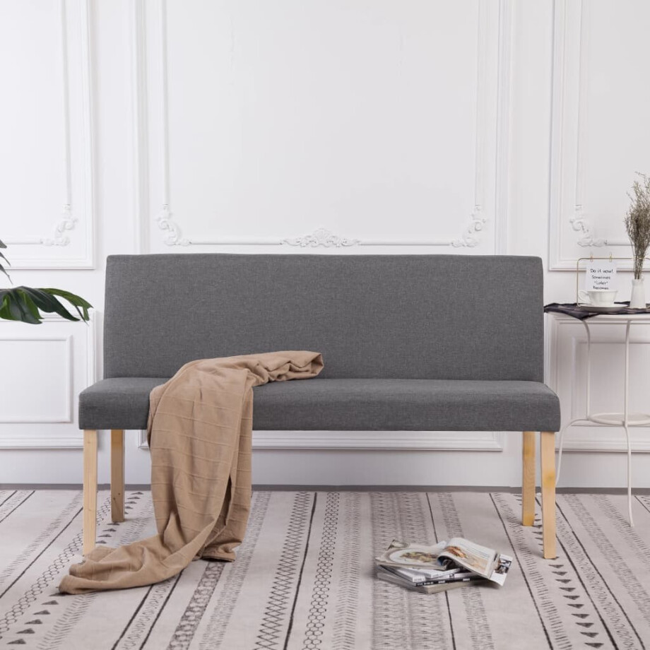 vidaXL Bankje 139,5 cm polyester lichtgrijs afbeelding 1