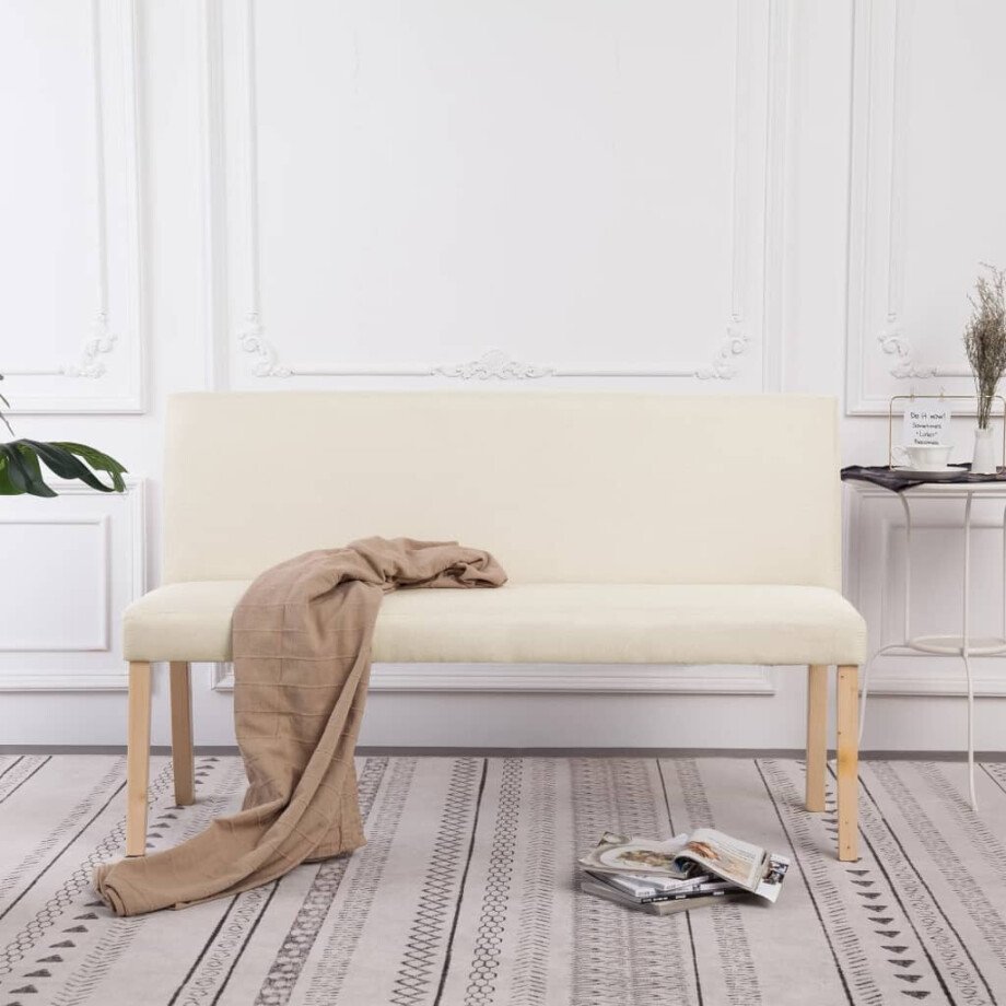 vidaXL Bankje 139,5 cm polyester crème afbeelding 1