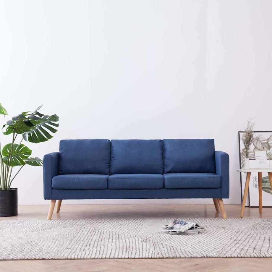 vidaXL Driezitsbank stof blauw afbeelding 1