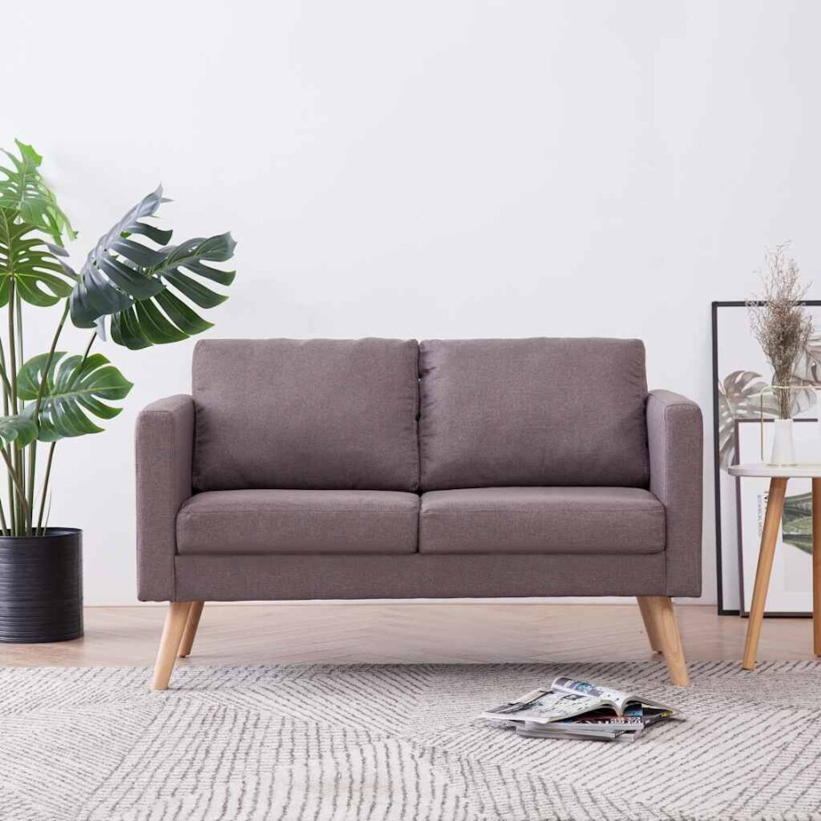 vidaXL Tweezitsbank stof taupe vidaXL Tweezitsbank stof taupe afbeelding 1