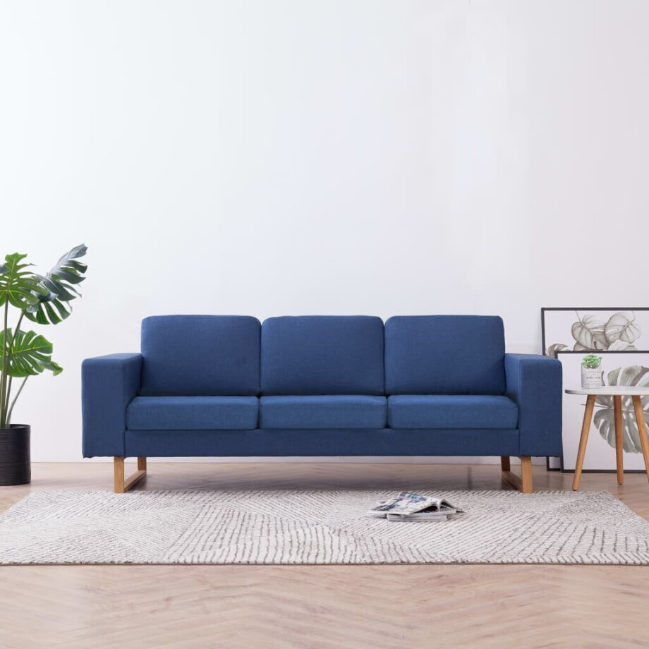 vidaXL Driezitsbank stof blauw afbeelding 1