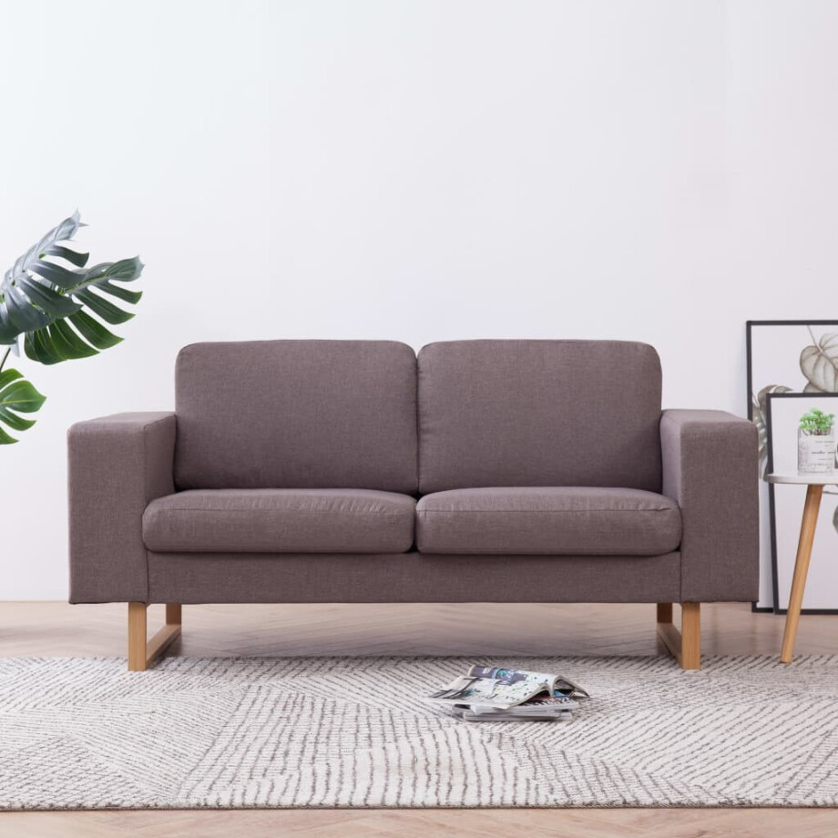 vidaXL Tweezitsbank stof taupe afbeelding 1