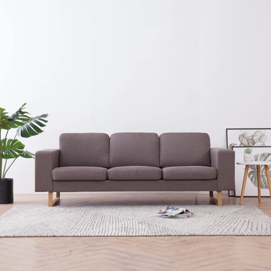 vidaXL Driezitsbank stof taupe vidaXL Driezitsbank stof taupe afbeelding 1