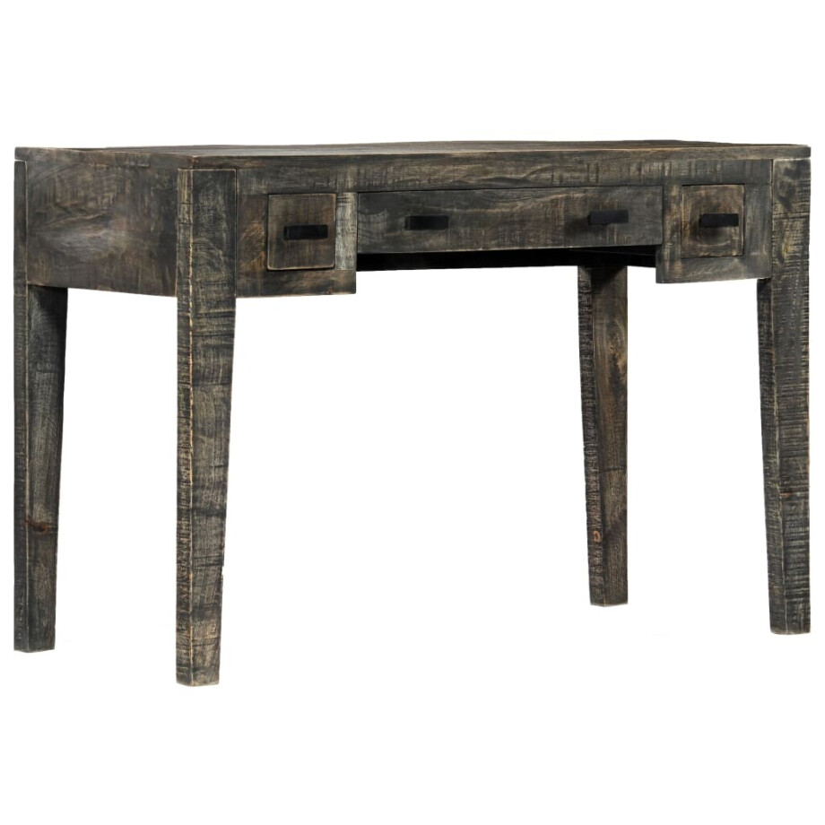 vidaXL Bureau 110x50x75 cm massief mangohout zwart afbeelding 1