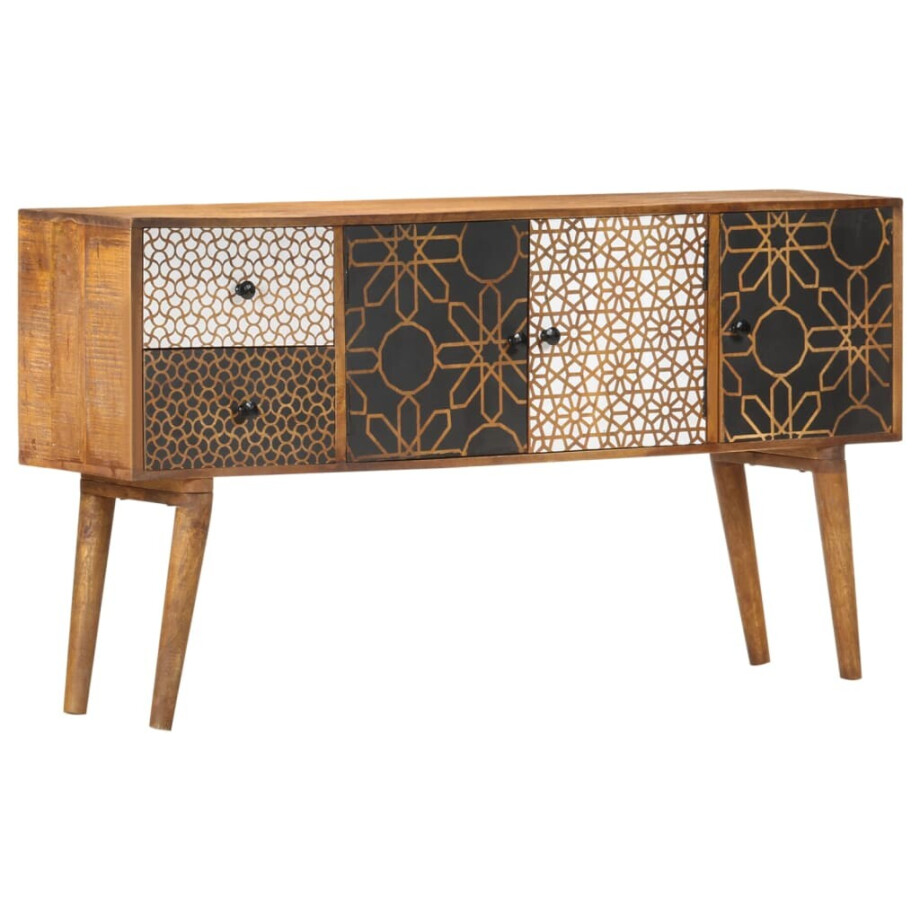vidaXL Dressoir met geprint patroon 130x30x70 cm massief mangohout vidaXL Dressoir met geprint patroon 130x30x70 cm massief mangohout afbeelding 1