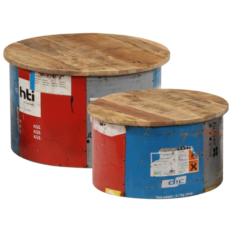 vidaXL Salontafels 2 st massief mangohout vidaXL Salontafels 2 st massief mangohout afbeelding 1