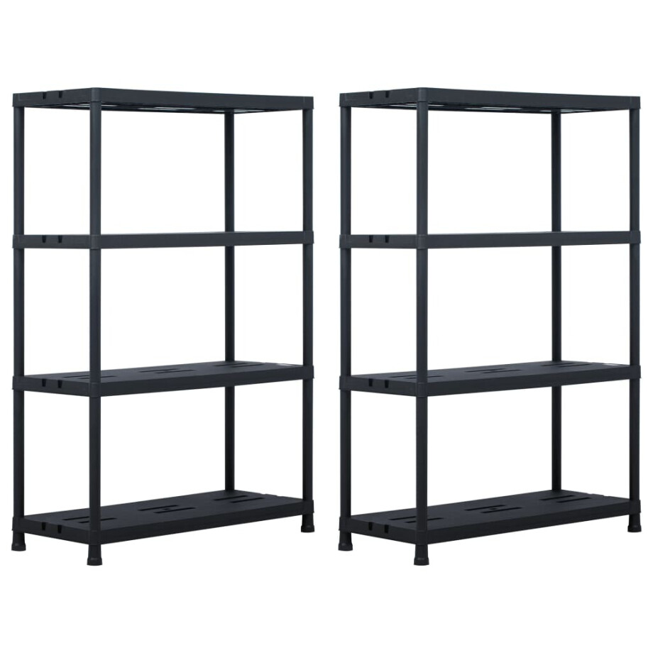 vidaXL Opbergrekken 2 st 220 kg 90x40x138 cm kunststof zwart afbeelding 1