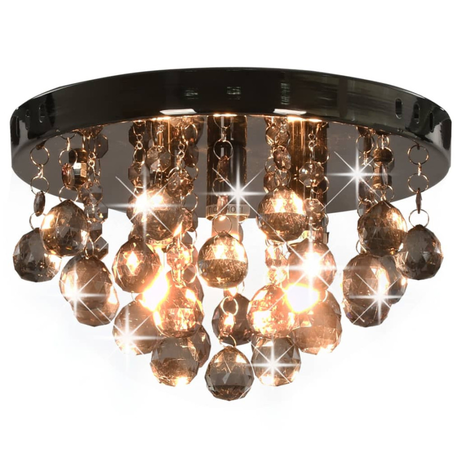 vidaXL Plafondlamp met smoky kralen rond G9 zwart afbeelding 1