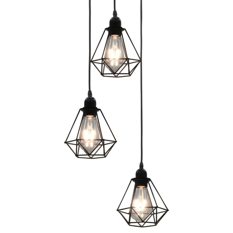 vidaXL Plafondlamp met diamantvorm 3xE27 zwart afbeelding 1