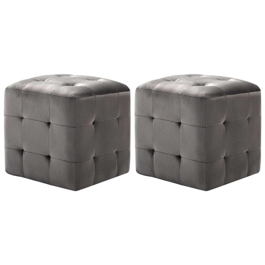 vidaXL Nachtkastjes 2 st 30x30x30 cm fluweel grijs afbeelding 1
