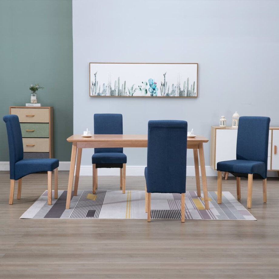 vidaXL Eetkamerstoelen 4 st stof blauw afbeelding 1