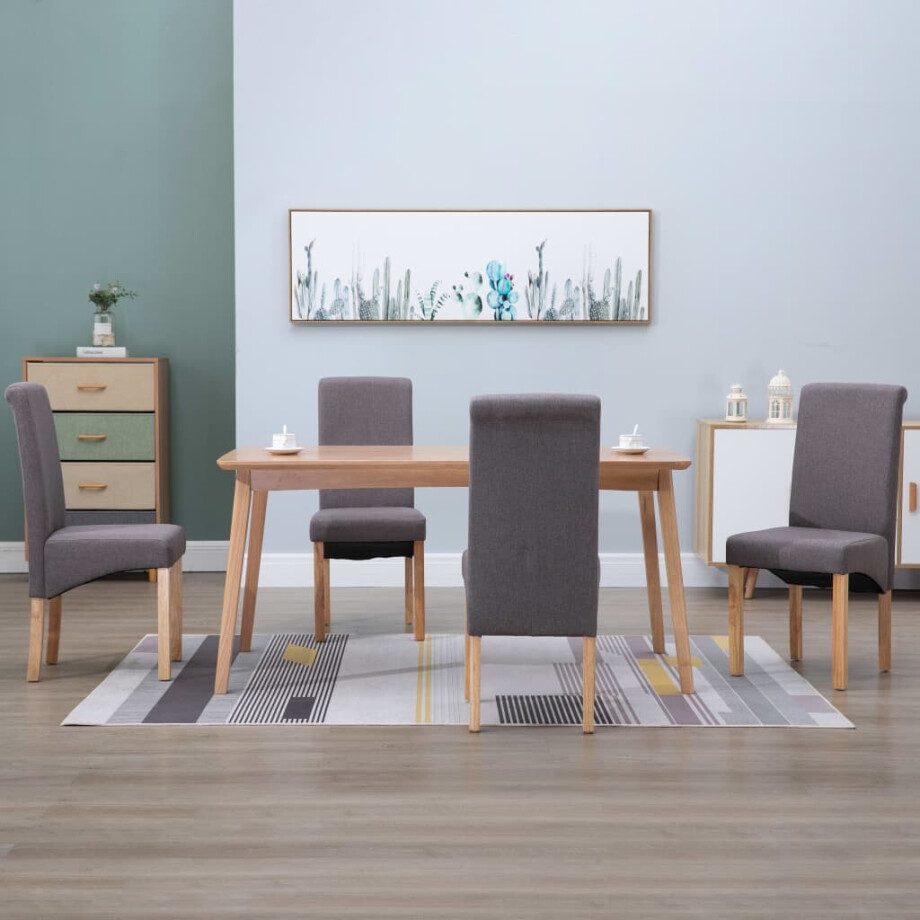 vidaXL Eetkamerstoelen 4 st stof taupe afbeelding 1