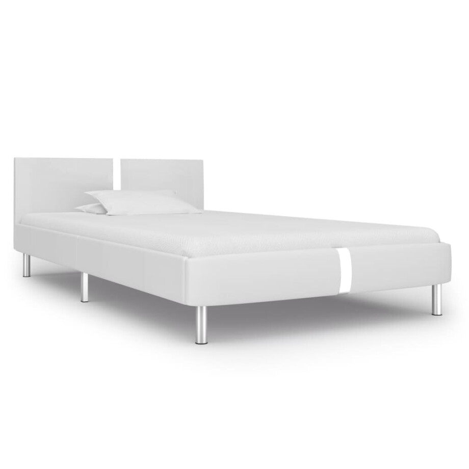 vidaXL Bedframe kunstleer wit 90x200 cm afbeelding 1