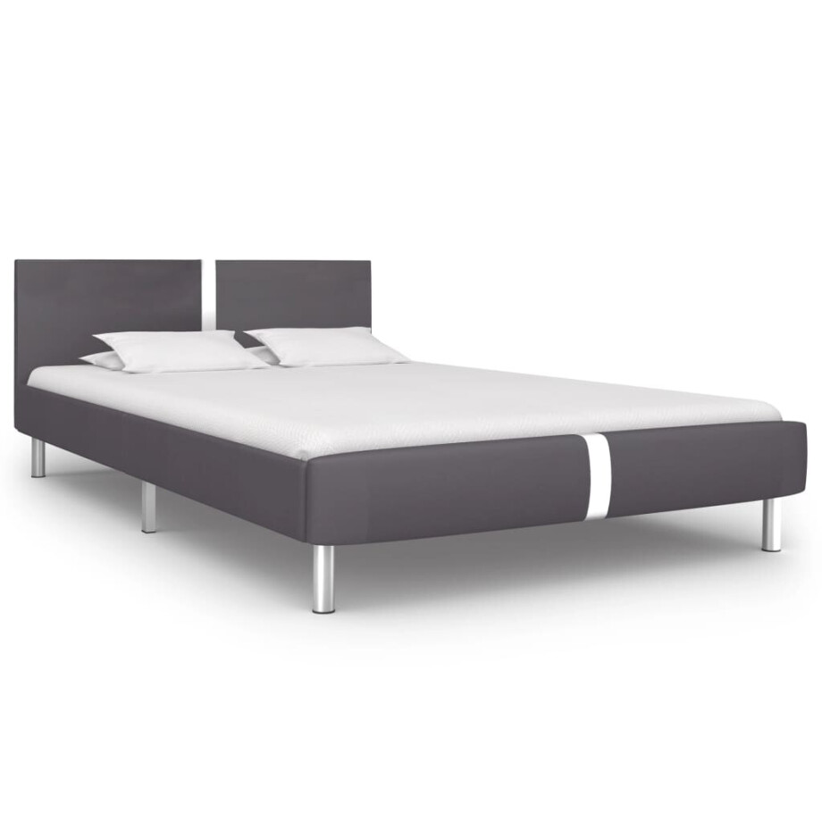vidaXL Bedframe kunstleer grijs 140x200 cm vidaXL Bedframe kunstleer grijs 140x200 cm afbeelding 1
