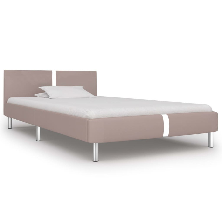 vidaXL Bedframe kunstleer cappuccino 90x200 cm afbeelding 1