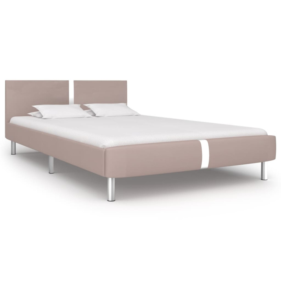 vidaXL Bedframe kunstleer cappuccino 140x200 cm afbeelding 1