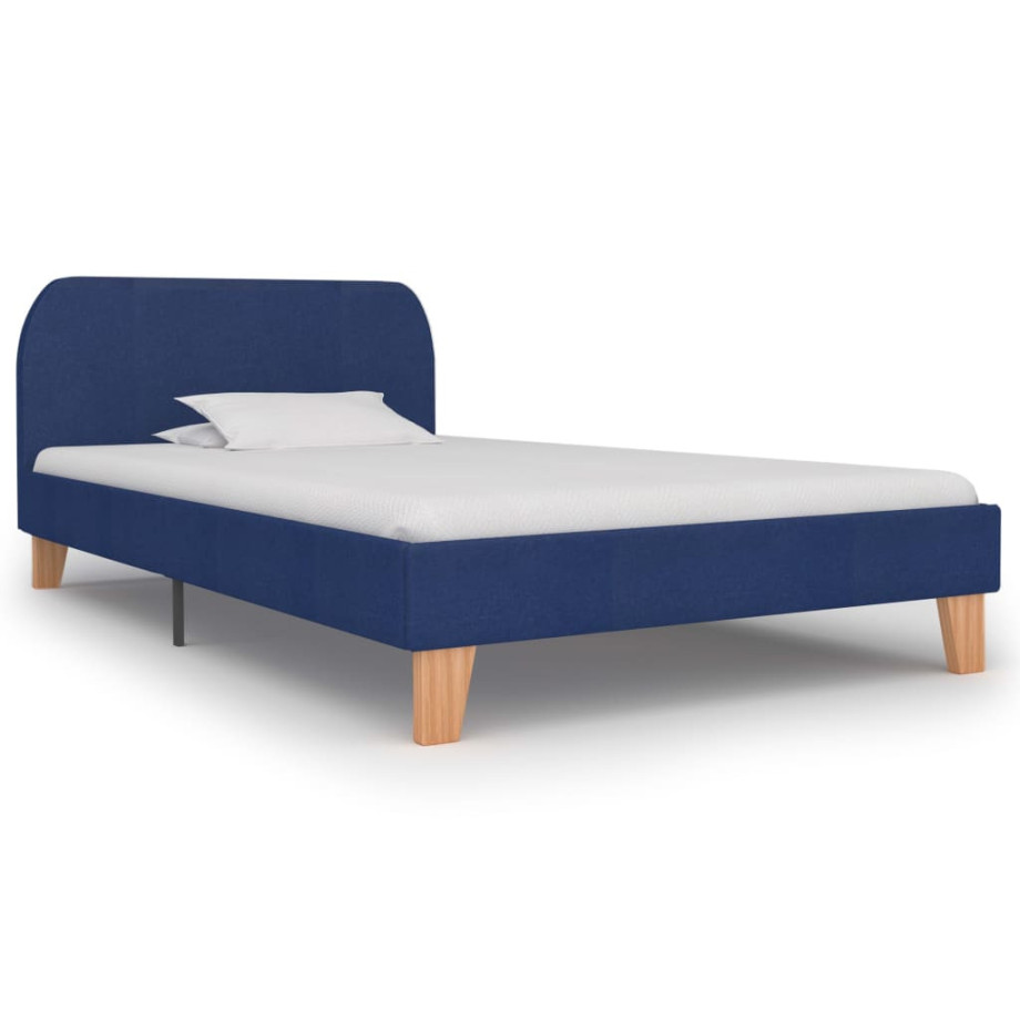 vidaXL Bedframe stof blauw 90x200 cm afbeelding 1