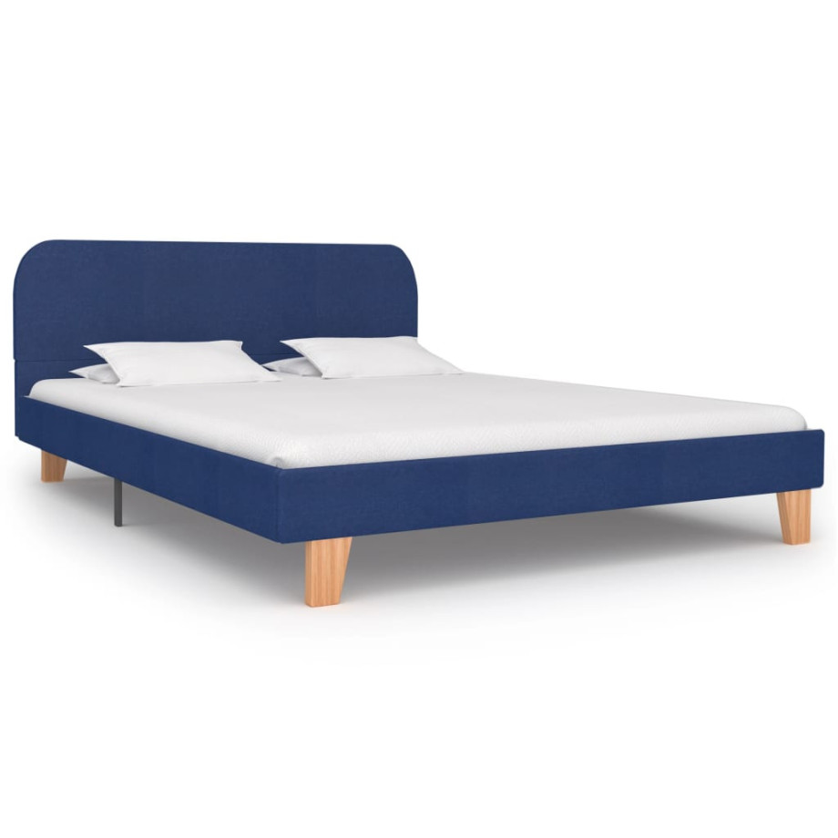 vidaXL Bedframe stof blauw 140x200 cm afbeelding 1