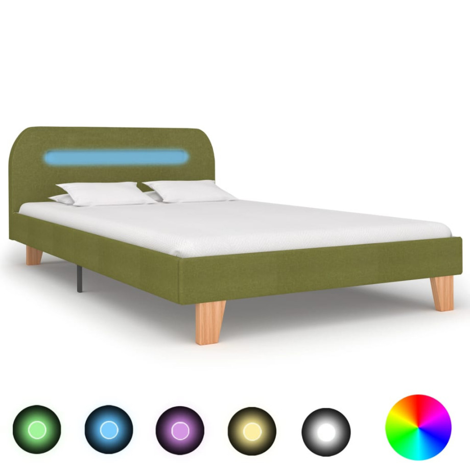 vidaXL Bedframe met LED stof groen 120x200 cm afbeelding 1