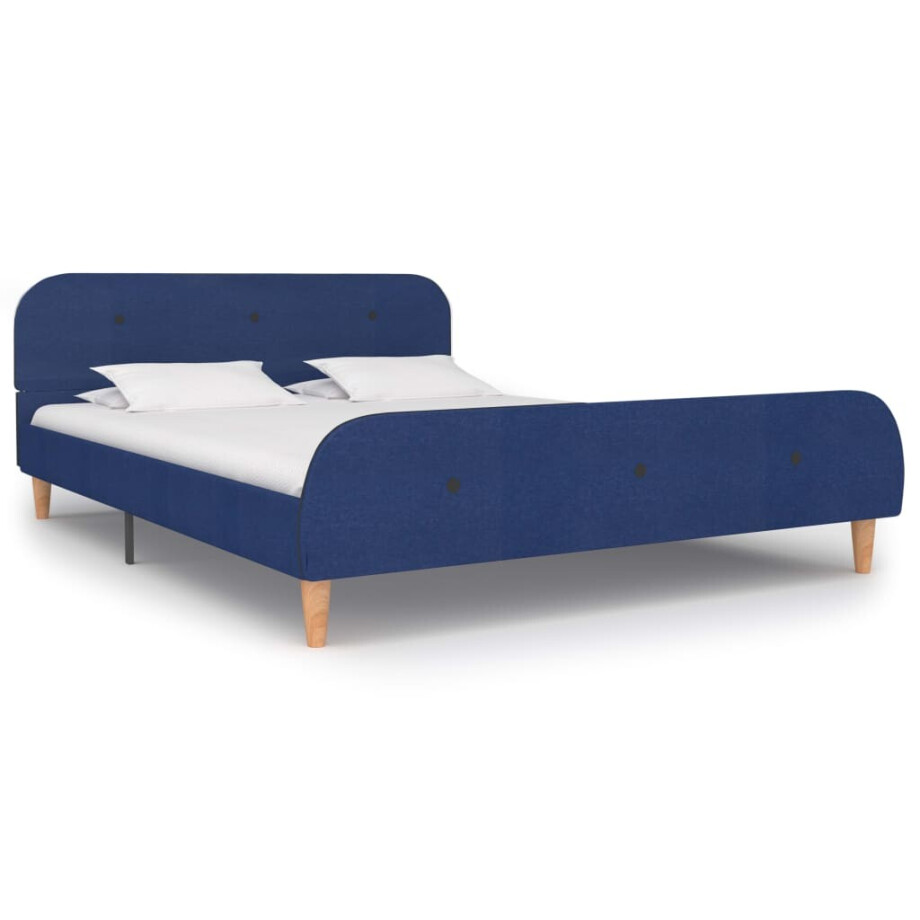 vidaXL Bedframe stof blauw 140x200 cm afbeelding 1
