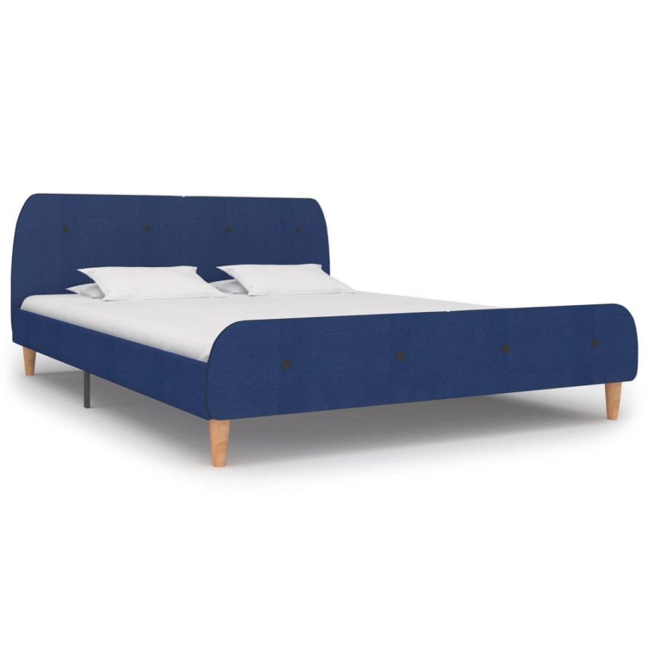 vidaXL Bedframe stof blauw 160x200 cm afbeelding 1