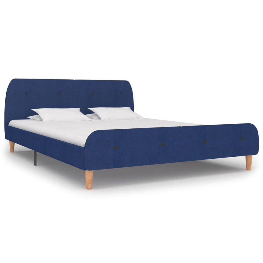 vidaXL Bedframe stof blauw 180x200 cm afbeelding 1