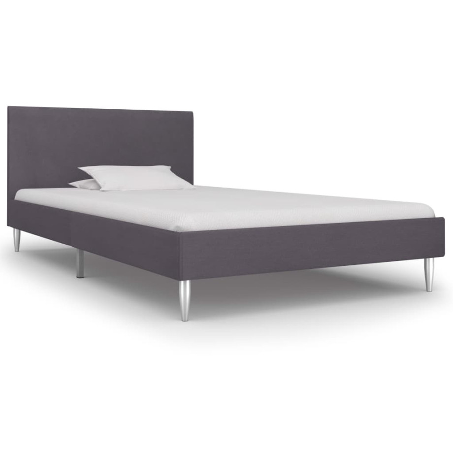 vidaXL Bedframe stof grijs 90x200 cm afbeelding 1