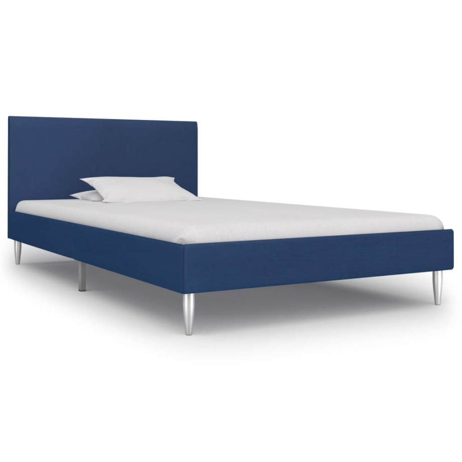 vidaXL Bedframe stof blauw 90x200 cm afbeelding 1