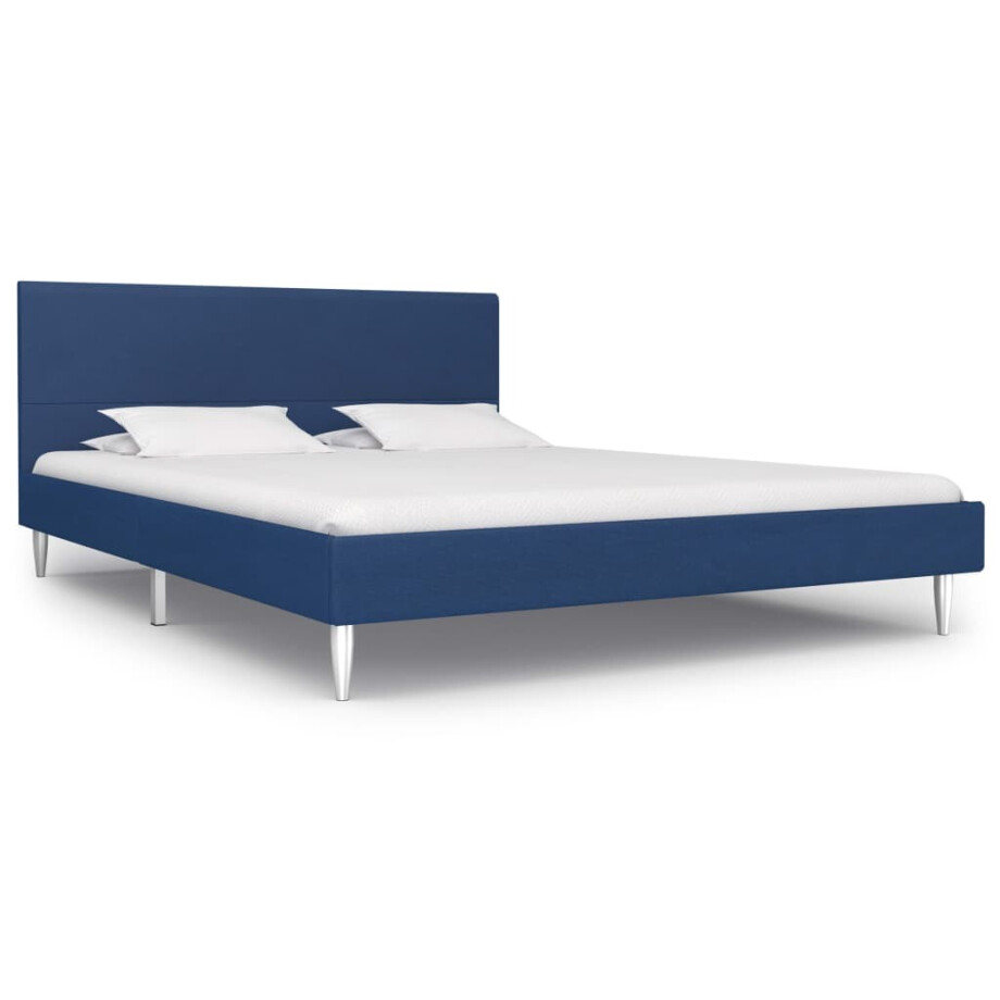 vidaXL Bedframe stof blauw 160x200 cm afbeelding 1