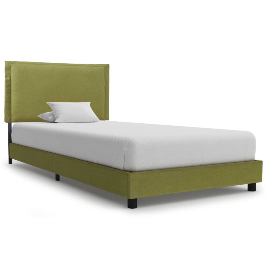 vidaXL Bedframe stof groen 90x200 cm afbeelding 1