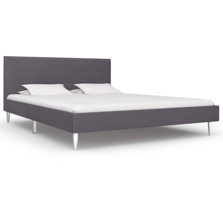 vidaXL Bedframe zonder matras stof 135x190 cm grijs afbeelding 1