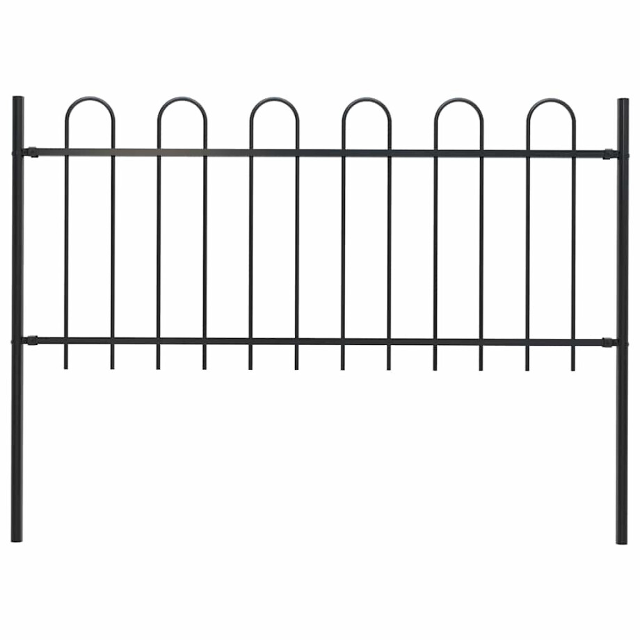 vidaXL Tuinhek met ringtop staal 181x80 cm zwart vidaXL Tuinhek met ringtop staal 181x80 cm zwart afbeelding 1