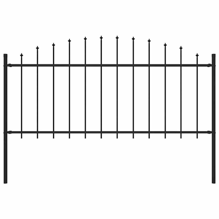 vidaXL Tuinhek met speren bovenkant (0,5-0,75)x1,7 m staal zwart afbeelding 1